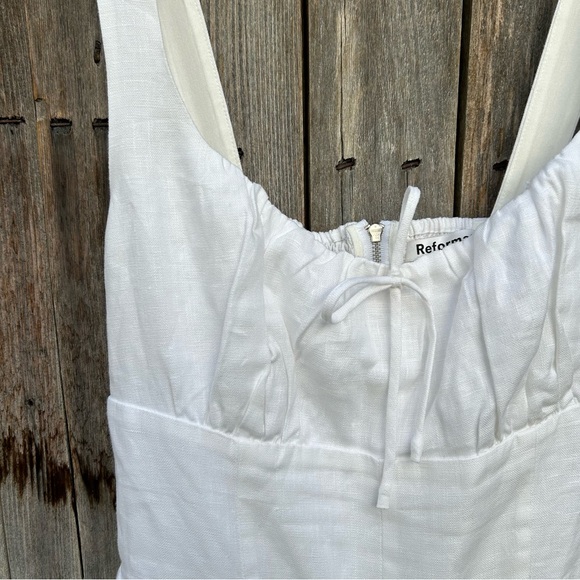New Reformation Balia Linen Midi Dress White 4 - Picture 6 of 16
